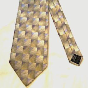 Gold and blue patterned tie